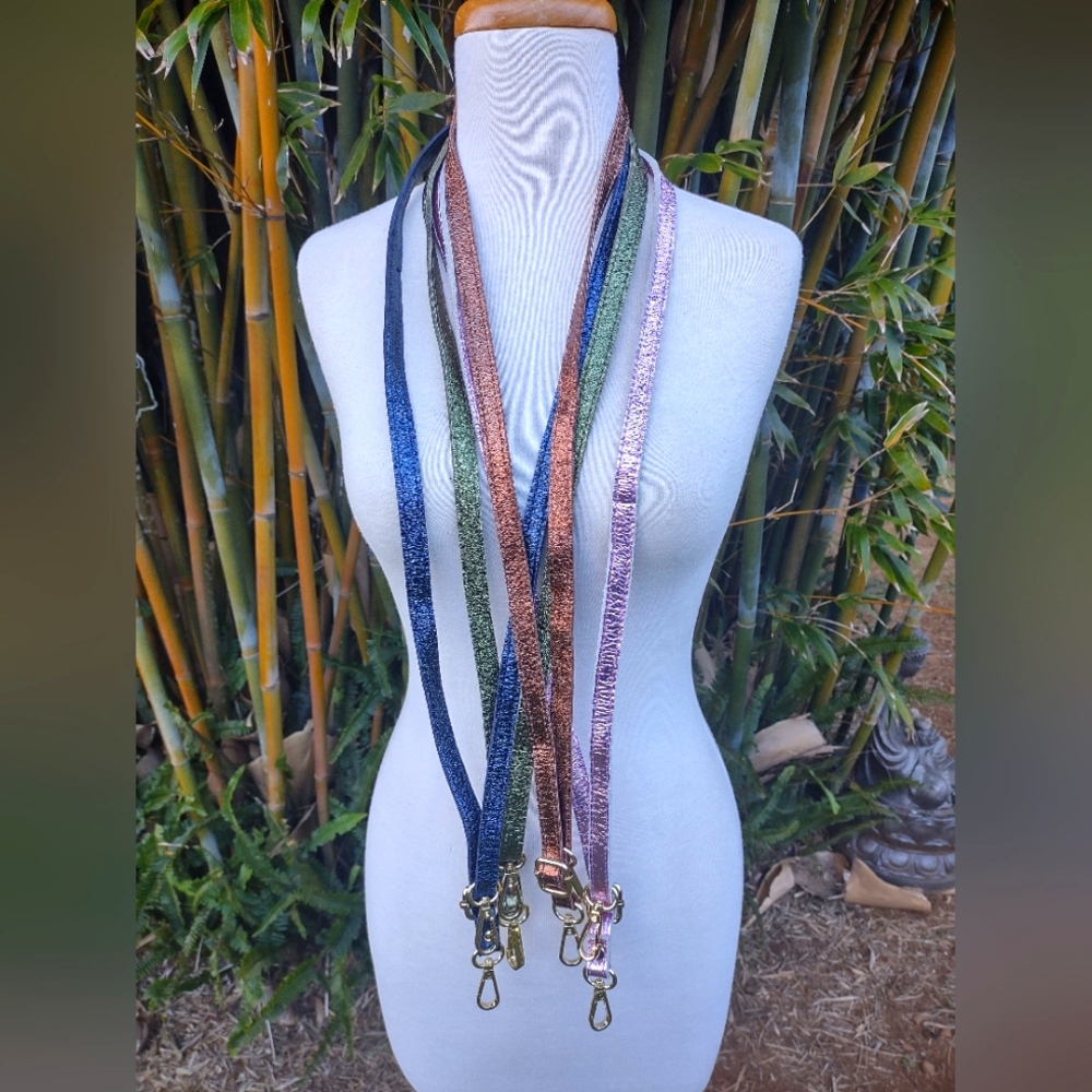 Metallic Leather Lanyards Shoulder Straps
